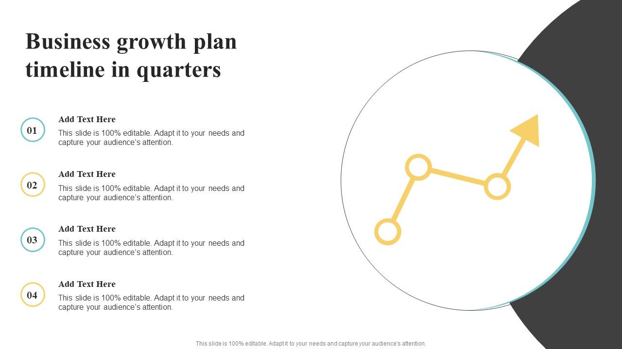 Business Growth Plan Timeline In Quarters Icon Slide01
