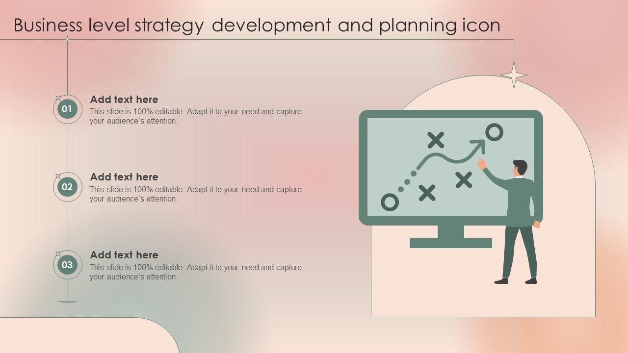 Business Level Strategy Development And Planning Icon Slide01