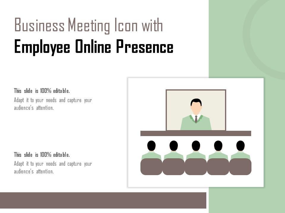 Business meeting icon with employee online presence Slide01