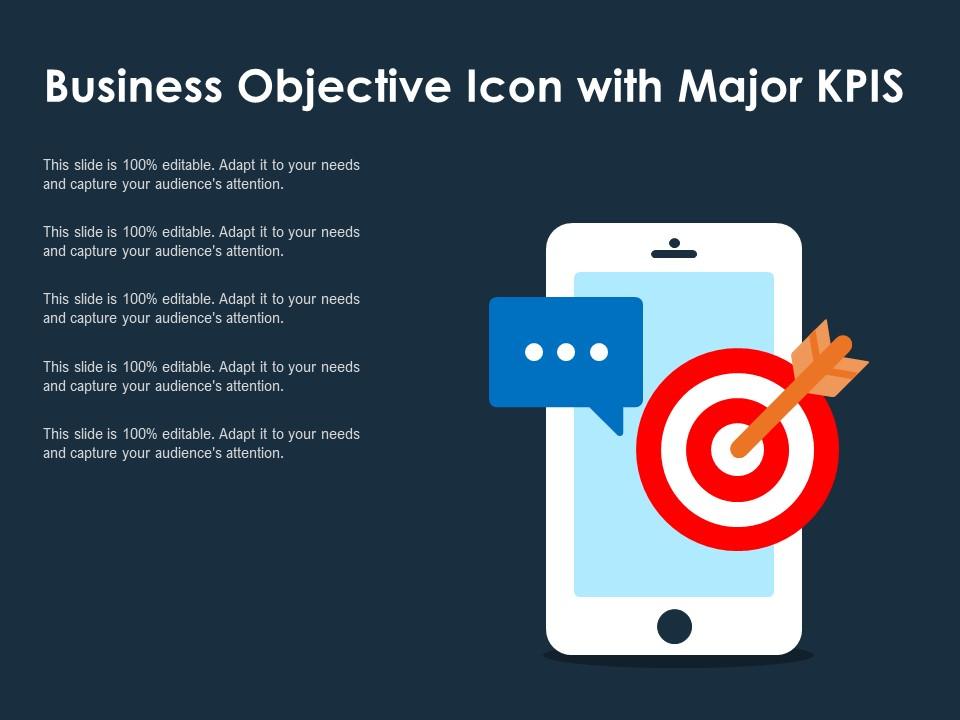 Business objective icon with major kpis Slide01