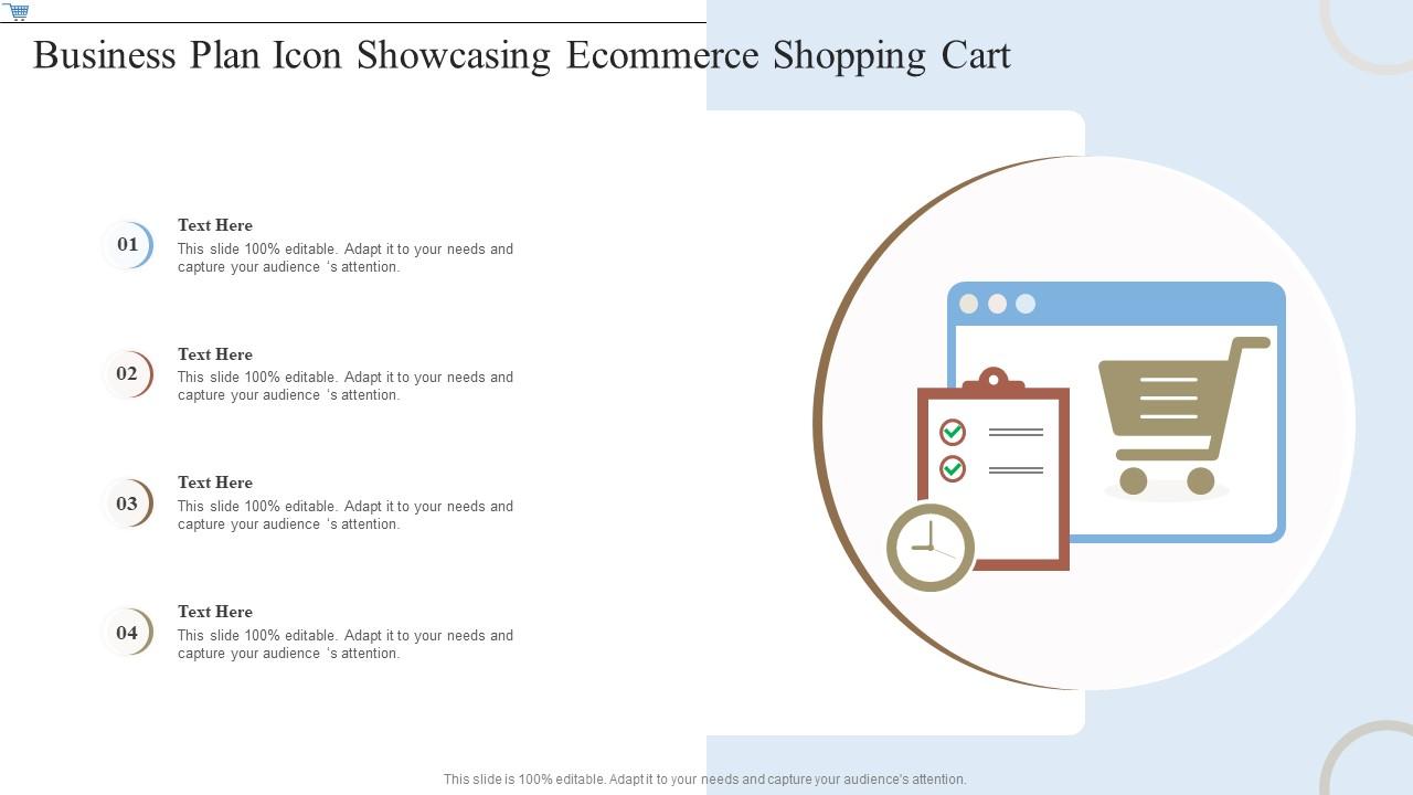 Business Plan Icon Showcasing Ecommerce Shopping Cart Slide01
