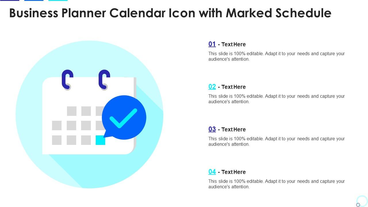 Business planner calendar icon with marked schedule Slide01