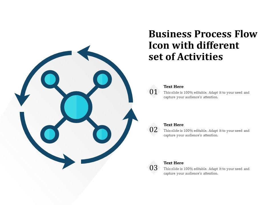 Business process flow icon with different set of activities Slide01
