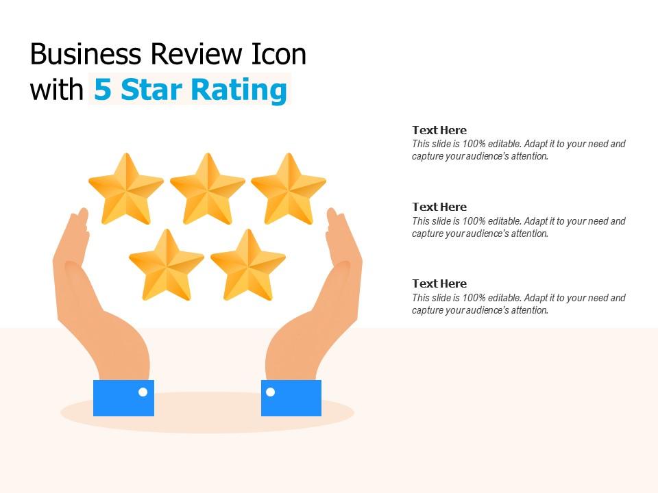 Business review icon with 5 star rating Slide01