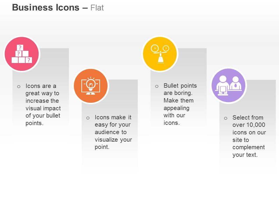 Business solution idea generation meeting balancing time ppt icons graphics Slide01