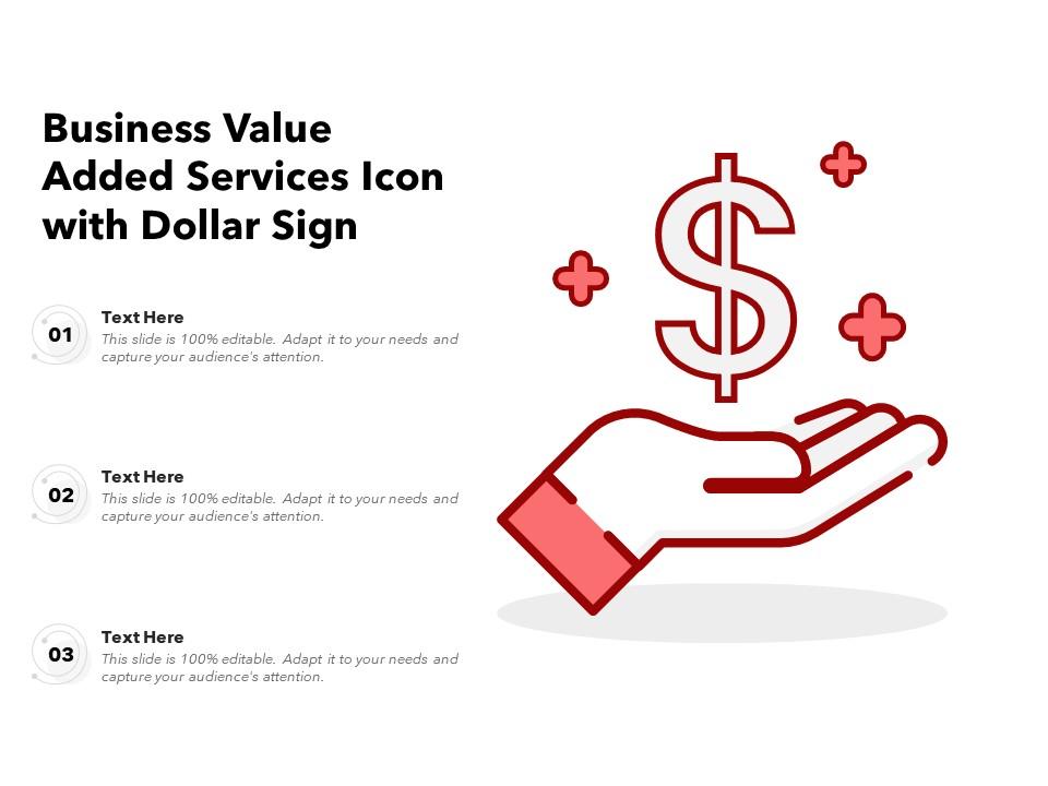 Business value added services icon with dollar sign Slide01