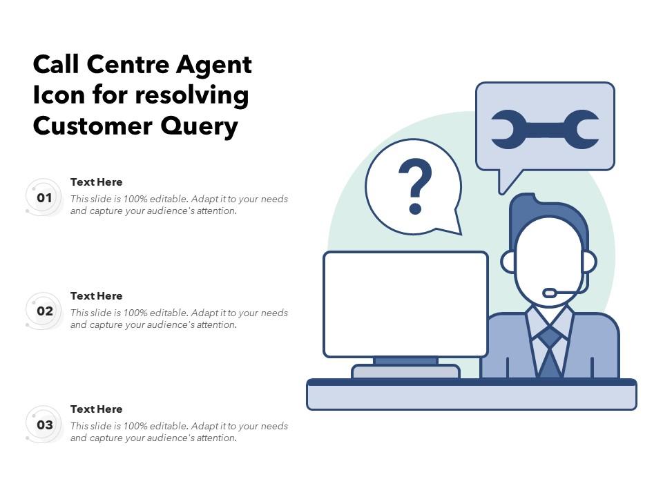 Call centre agent icon for resolving customer query Slide01