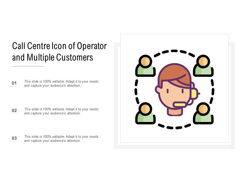 Call centre icon of operator and multiple customers Slide01