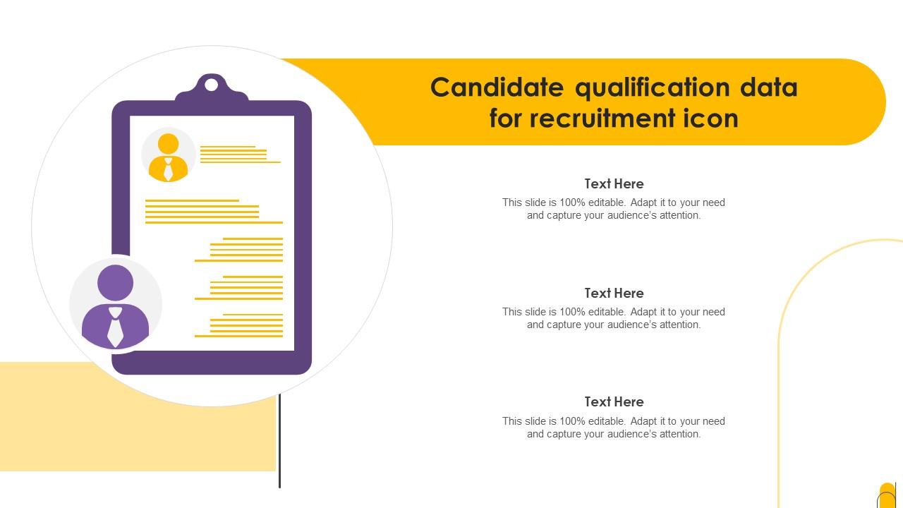 Candidate Qualification Data For Recruitment Icon Slide01