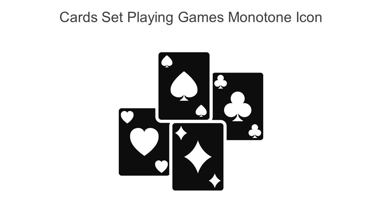 Cards Set Playing Games Monotone Icon In Powerpoint Pptx Png And Editable Eps Format