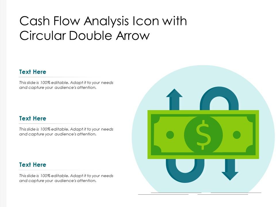 Cash flow analysis icon with circular double arrow Slide01