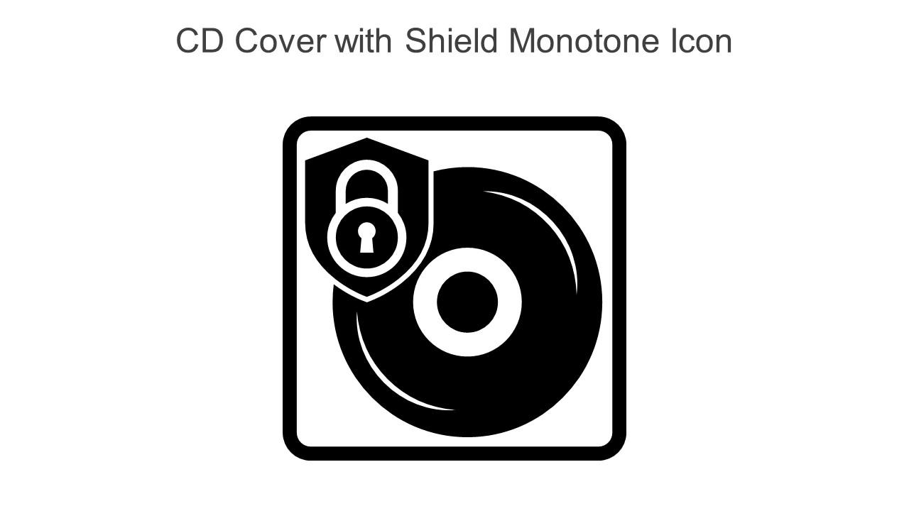 CD Cover With Shield Monotone Icon In Powerpoint Pptx Png And Editable Eps Format