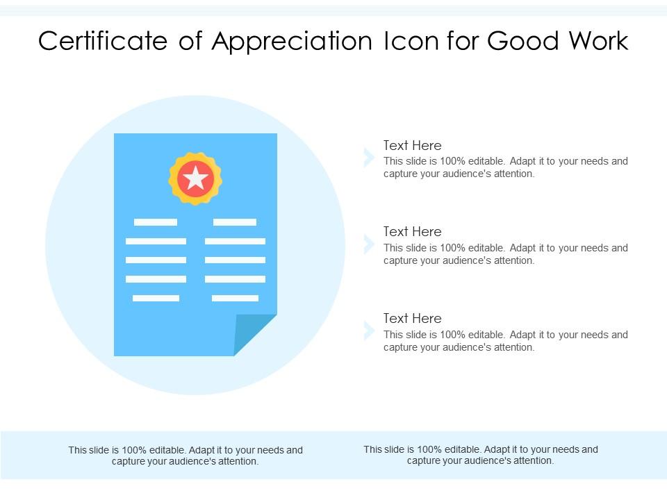 Certificate of appreciation icon for good work Slide01