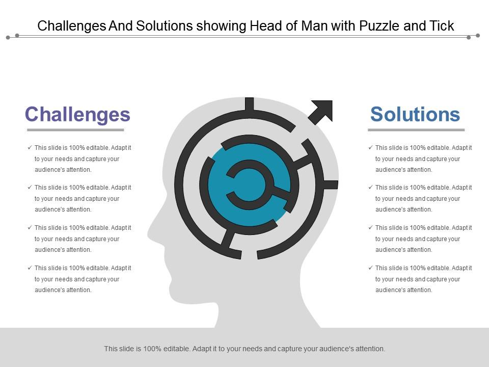 Challenges and solutions icon showing human mind as maze with arrow Slide01