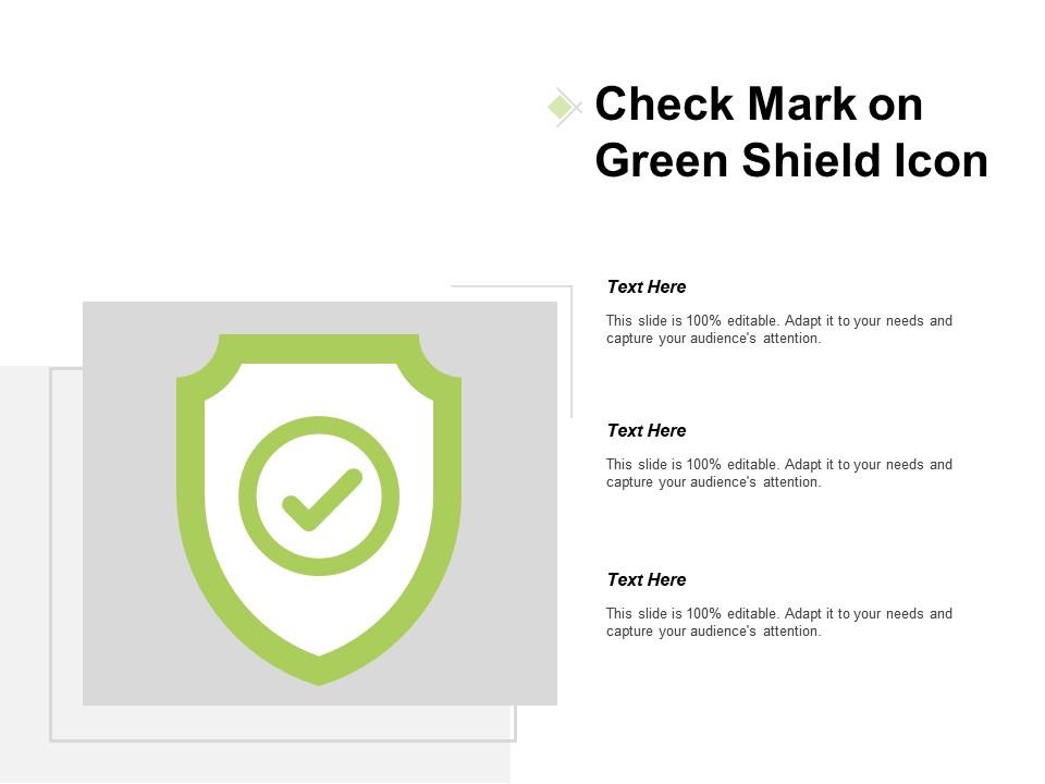 Check mark on green shield icon Slide01