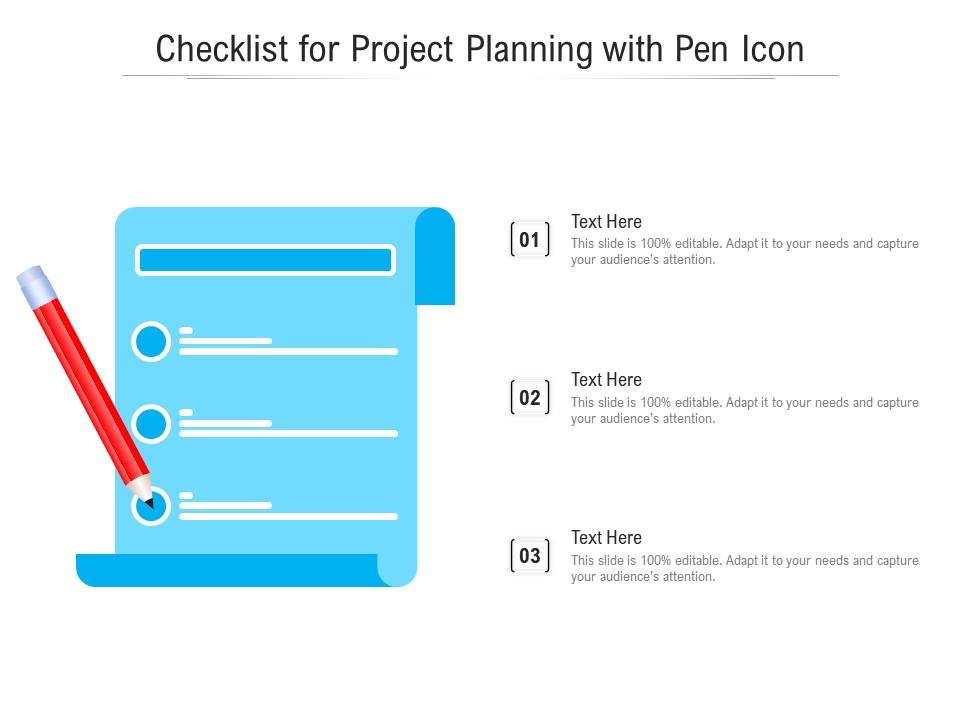 Checklist for project planning with pen icon Slide01