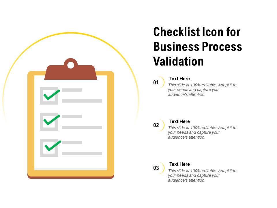 Checklist icon for business process validation Slide01