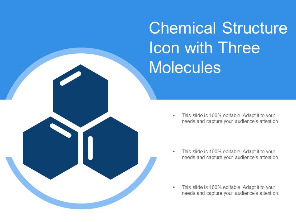 Chemical structure icon with three molecules Slide01