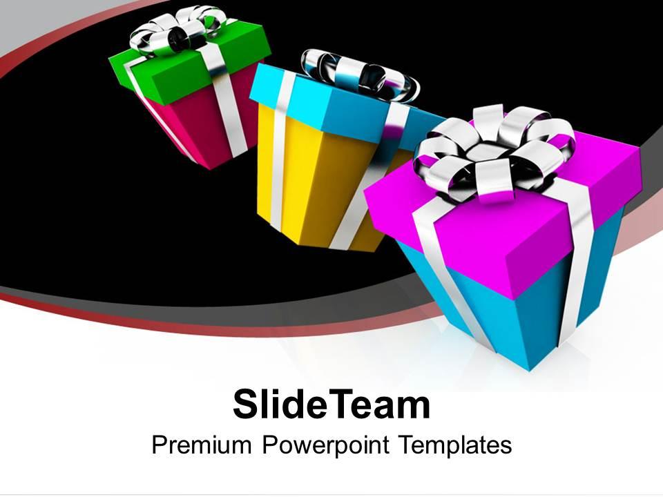 Christmas clip art vintage illustration of gifts with colorful powerpoint templates ppt for slides Slide01