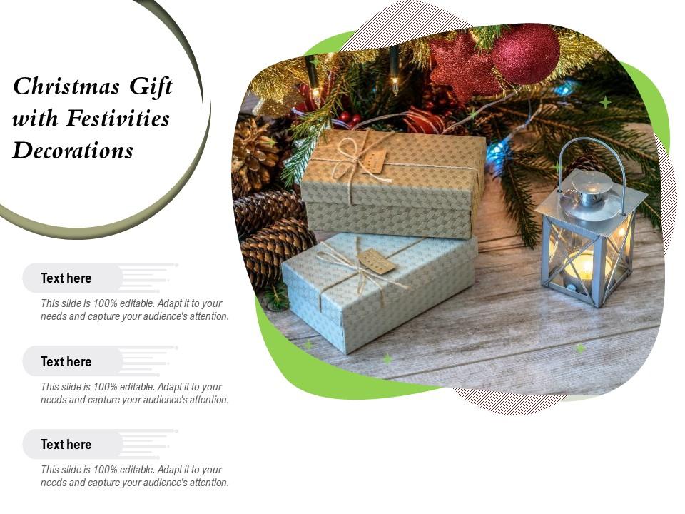Christmas gift with festivities decorations Slide01