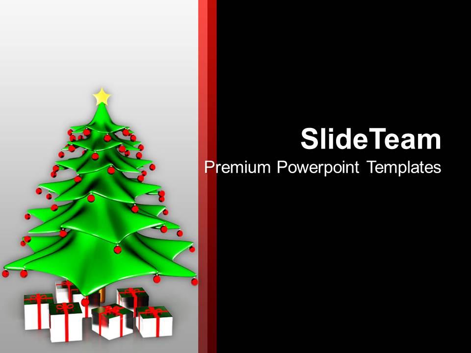 Christmas pictures ornament wonderful tree with gifts powerpoint templates ppt backgrounds for slides Slide01