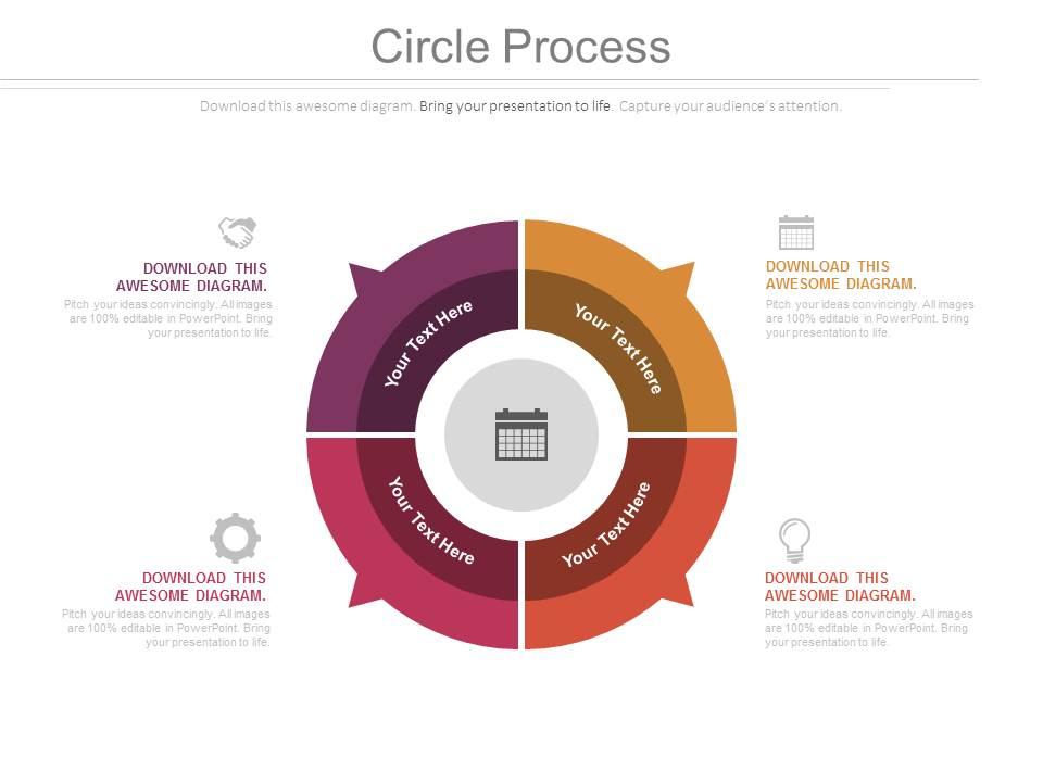 Circle process calender and icons powerpoint slides Slide01