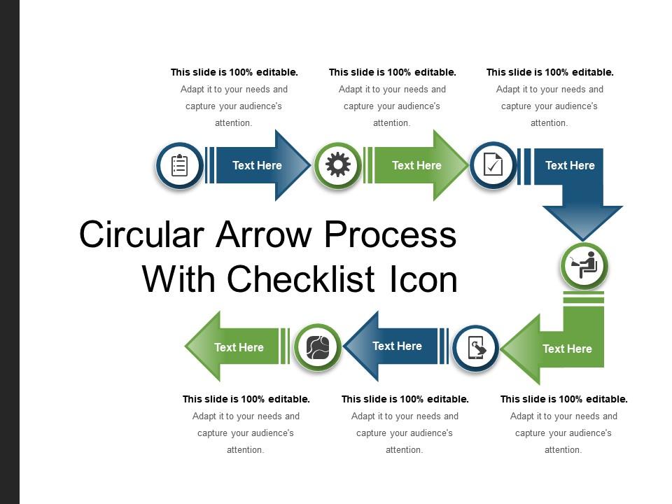 Circular arrow process with checklist icon Slide01