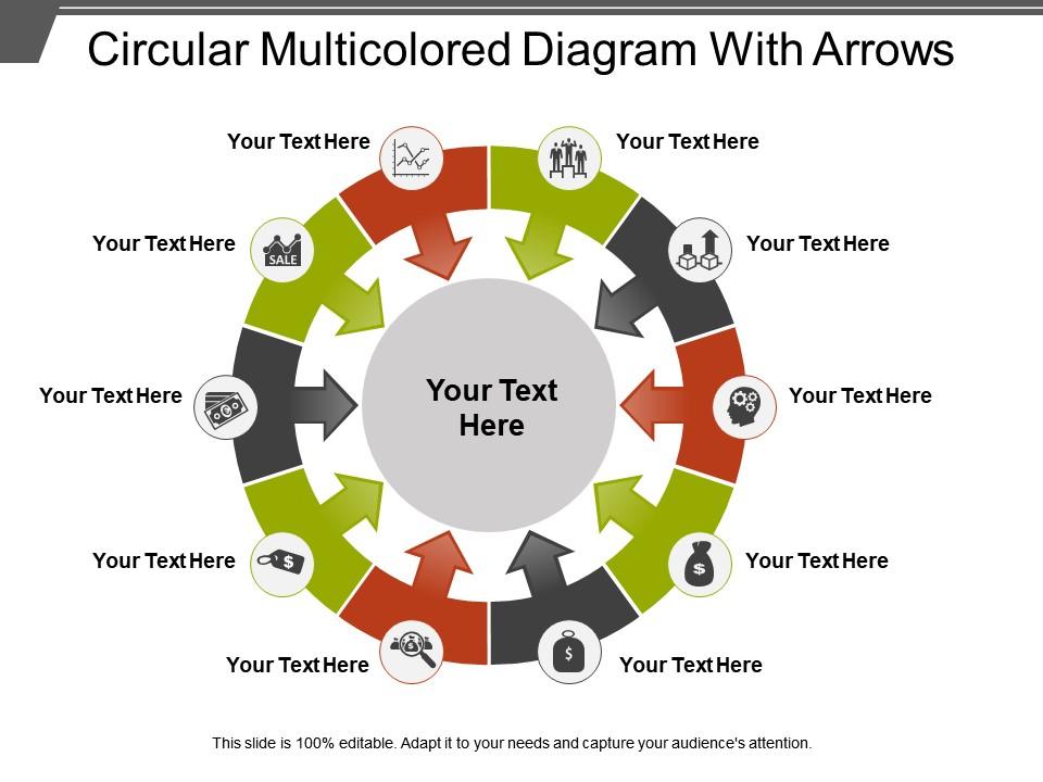 Circular multicolored diagram with arrows Slide01