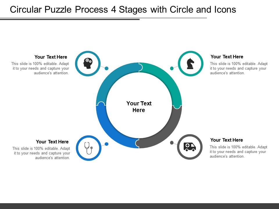 Circular puzzle process 4 stages with circle and icons Slide01