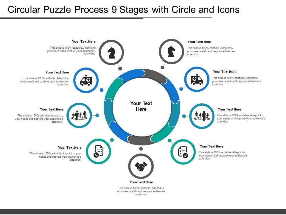 Circular puzzle process 9 stages with circle and icons Slide01