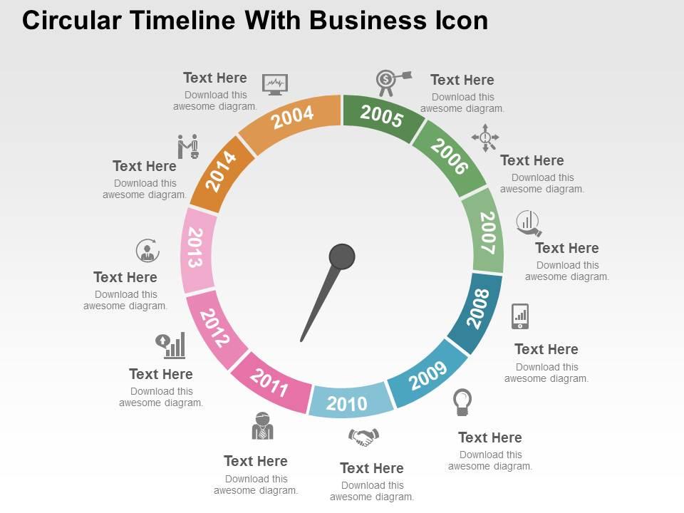 Circular timeline with business icon flat powerpoint design Slide01