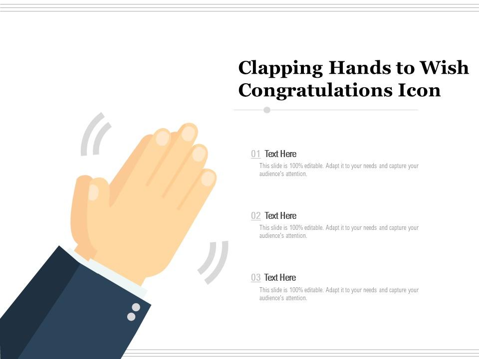 Clapping hands to wish congratulations icon Slide01