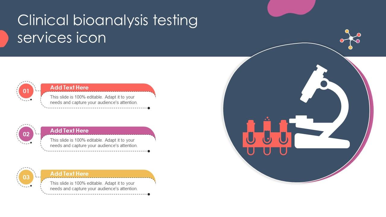 Clinical Bioanalysis Testing Services Icon Ppt Example