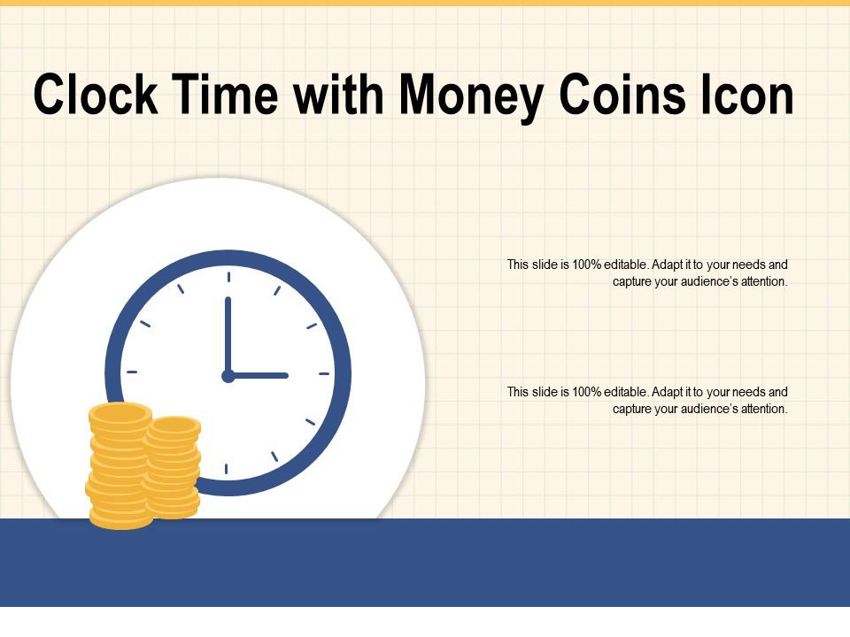 Clock time with money coins icon Slide01