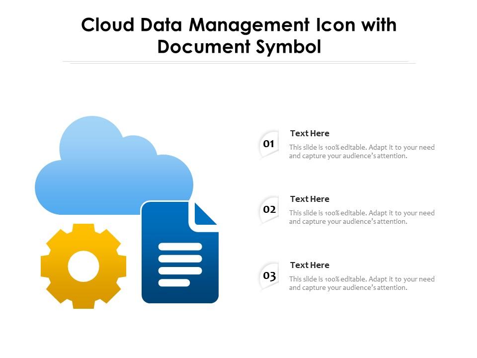 Cloud data management icon with document symbol Slide01