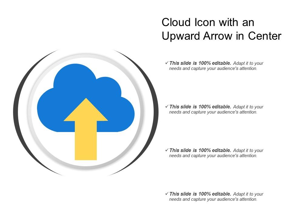 Cloud icon with an upward arrow in center Slide01