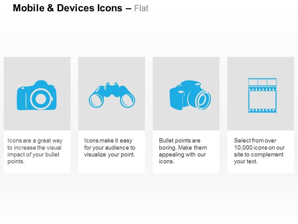 Cm camera binocular reel recording ppt icons graphics Slide01