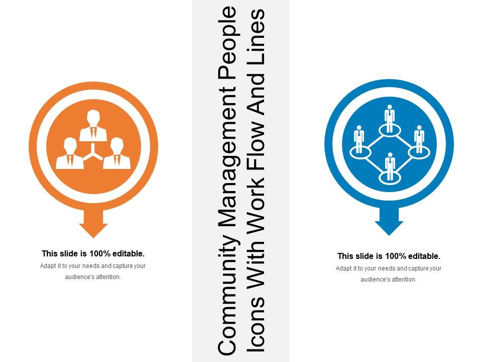 Community management people icons with work flow and lines Slide01