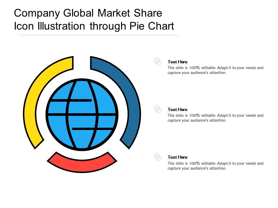 Company global market share icon illustration through pie chart Slide01