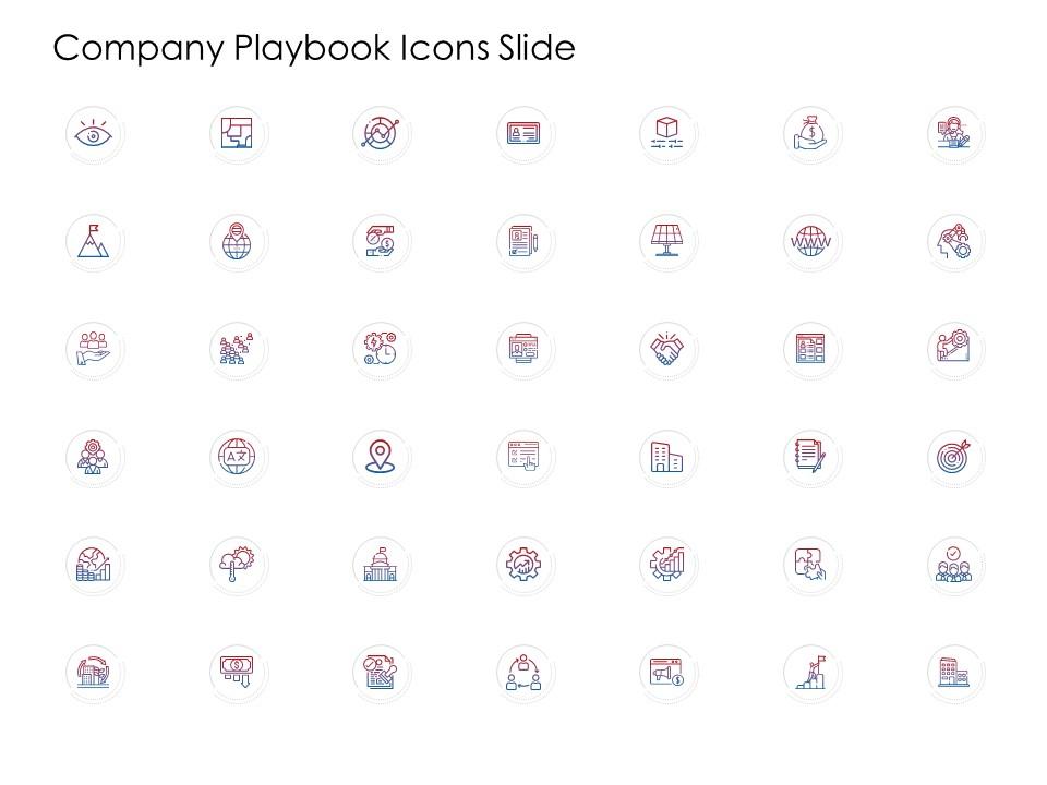 Company playbook icons slide ppt powerpoint presentation professional infographics Slide01