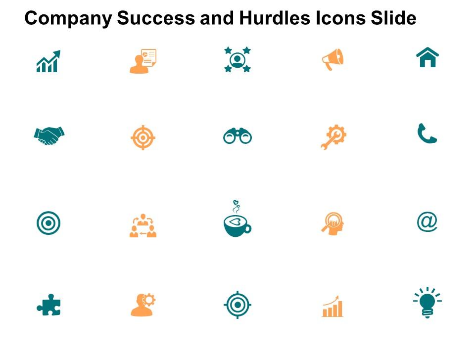 Company success and hurdles icons slide and opportunity f19 powerpoint presentation slides Slide01