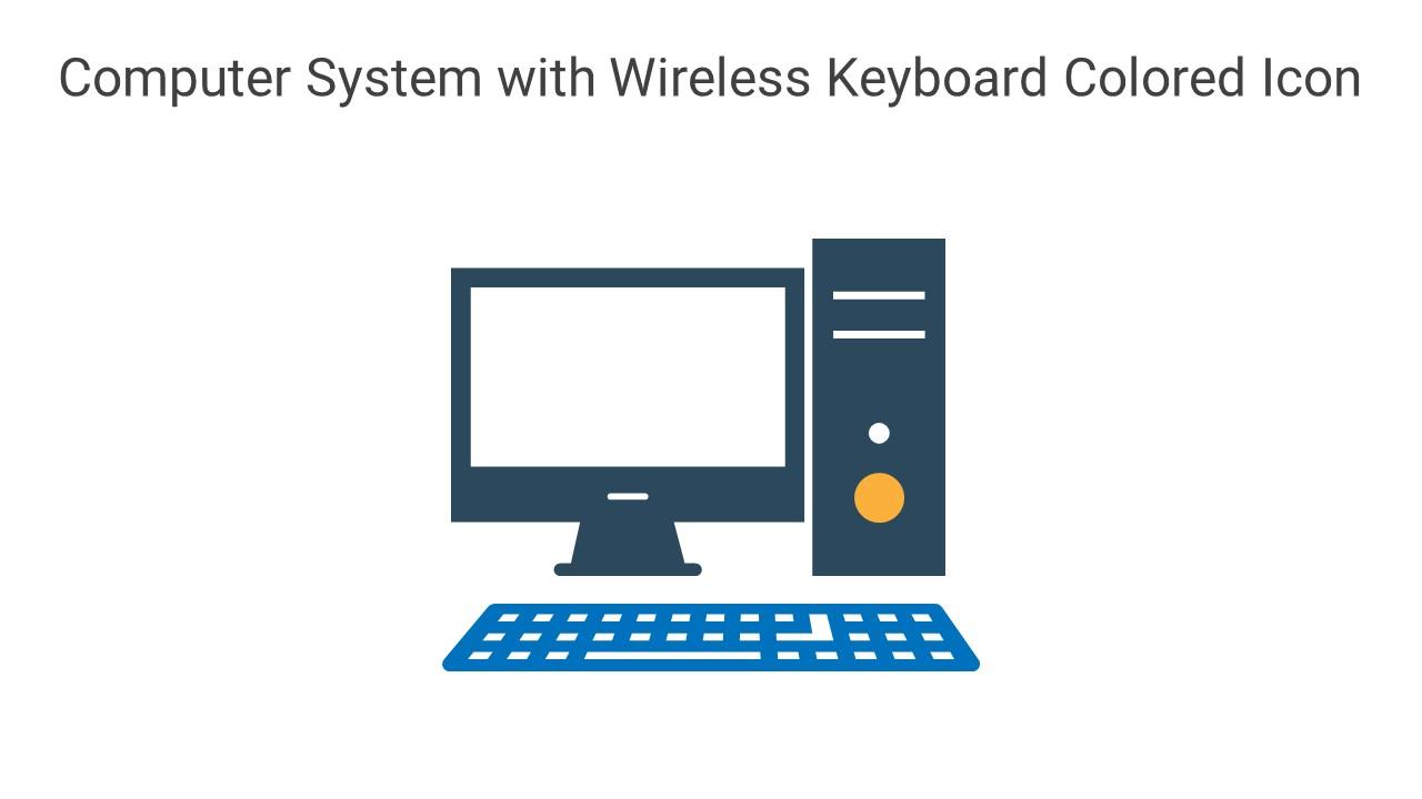 Computer System With Wireless Keyboard Colored Icon In Powerpoint Pptx Png And Editable Eps Format Slide01