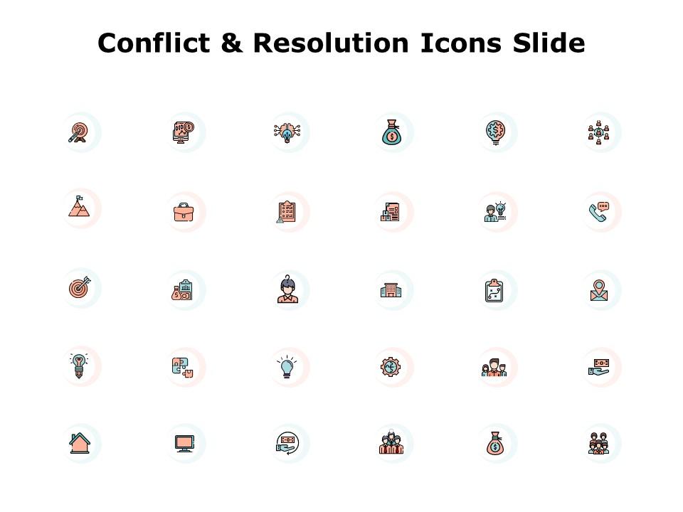Conflict and resolution icons slide gears ppt powerpoint presentation pictures example Slide01