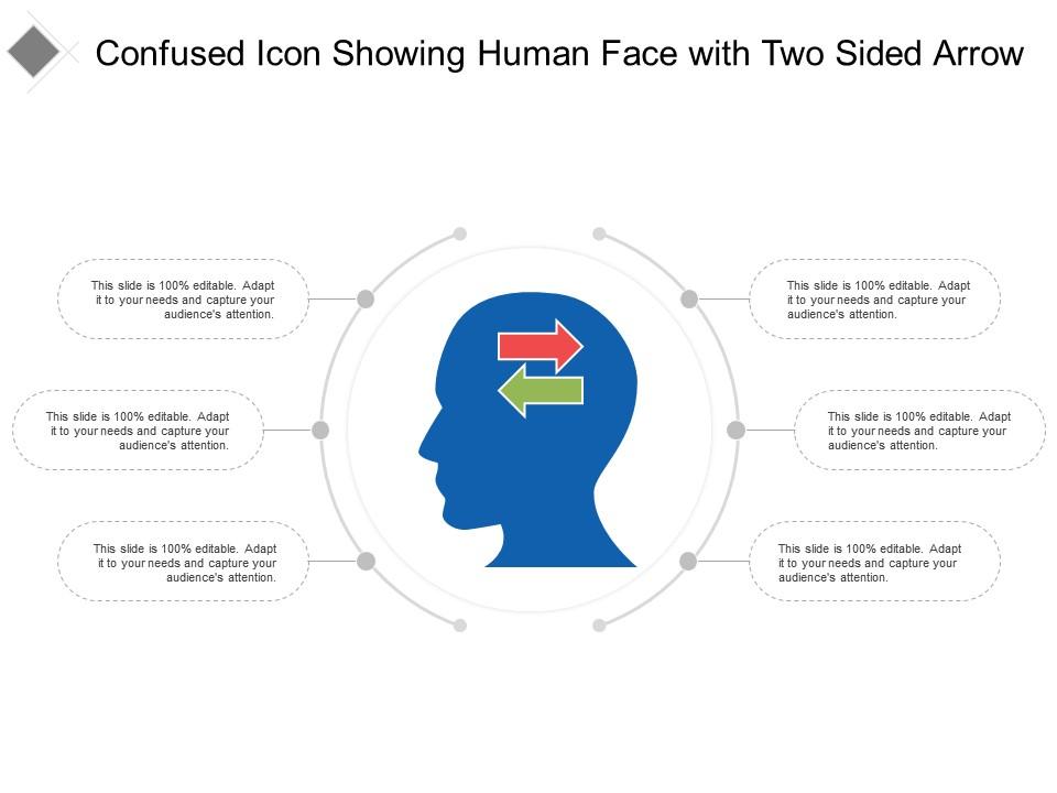 Confused icon showing human face with two sided arrow Slide01