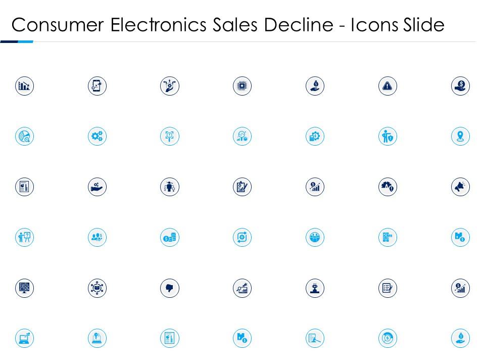 Consumer electronics sales decline icons slide ppt portfolio brochure Slide01