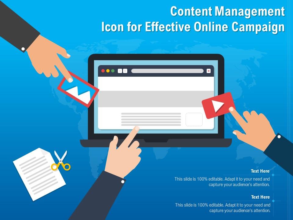 Content management icon for effective online campaign Slide01