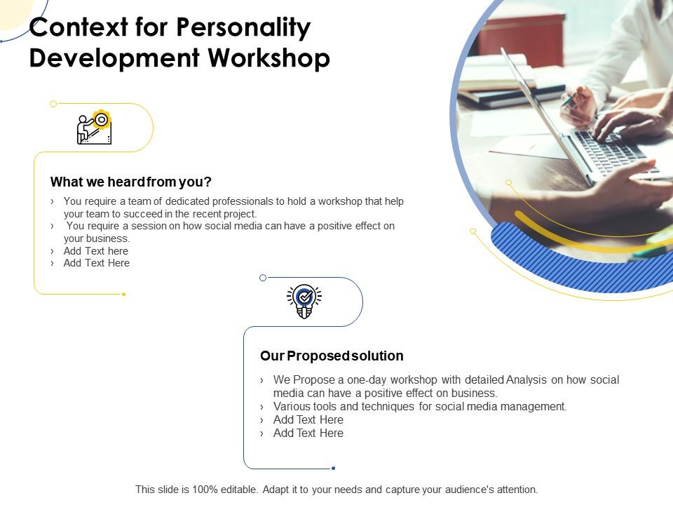 Context for personality development workshop ppt powerpoint icons portfolio Slide01