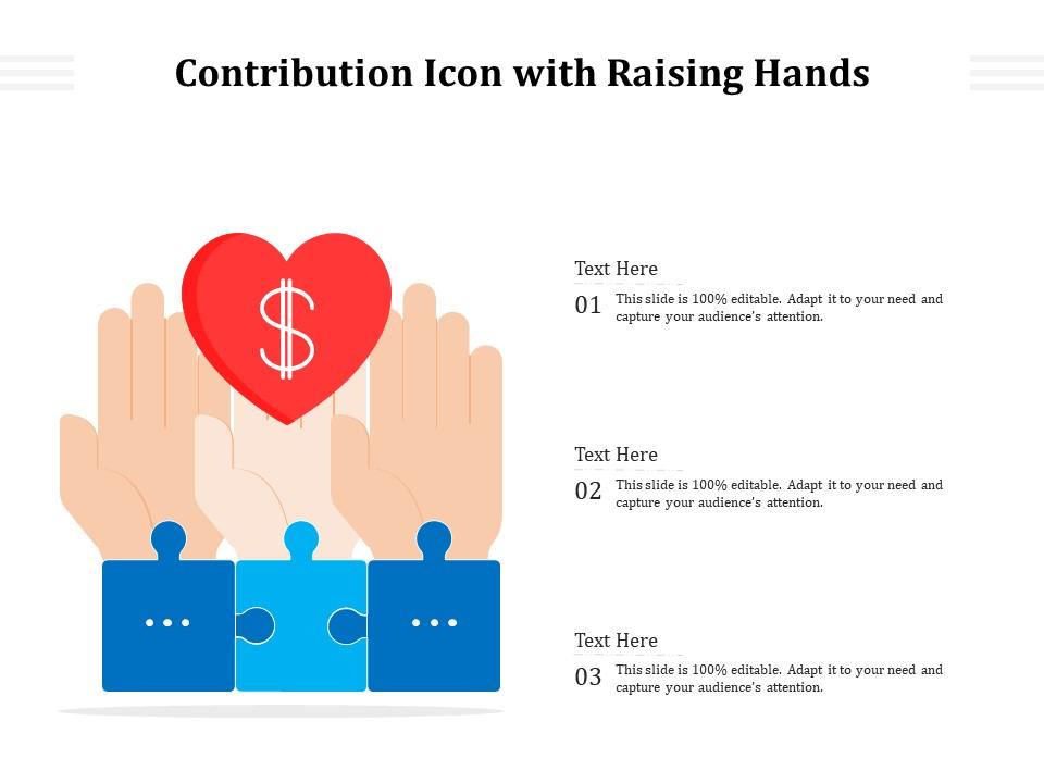 Contribution icon with raising hands Slide01
