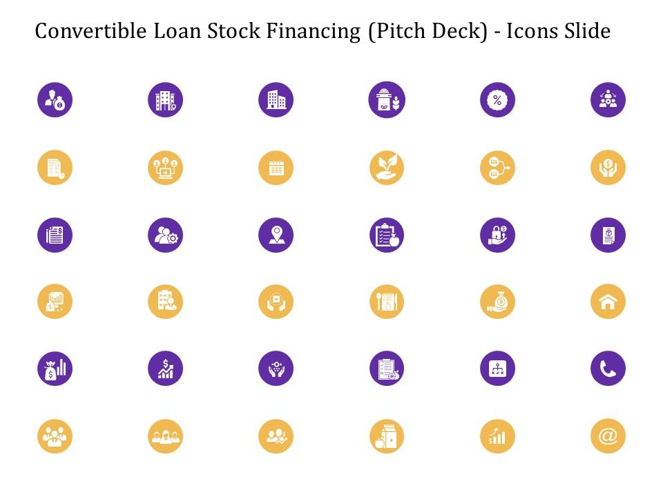 Convertible loan stock financing pitch deck icons slide ppt introduction Slide01
