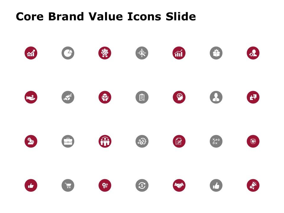 Core brand value icons slide growth management c854 ppt powerpoint presentation file outline Slide01